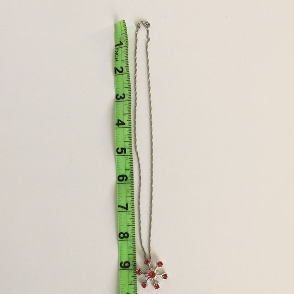 RED SNOWLFLAKE NECKLACE 18KGP - Picture 7 of 7